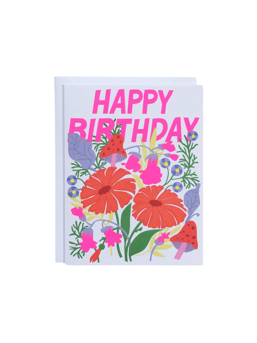 Twentyseven Toronto - Banquet Workshop Happy Birthday Note Card With Mushrooms And Florals