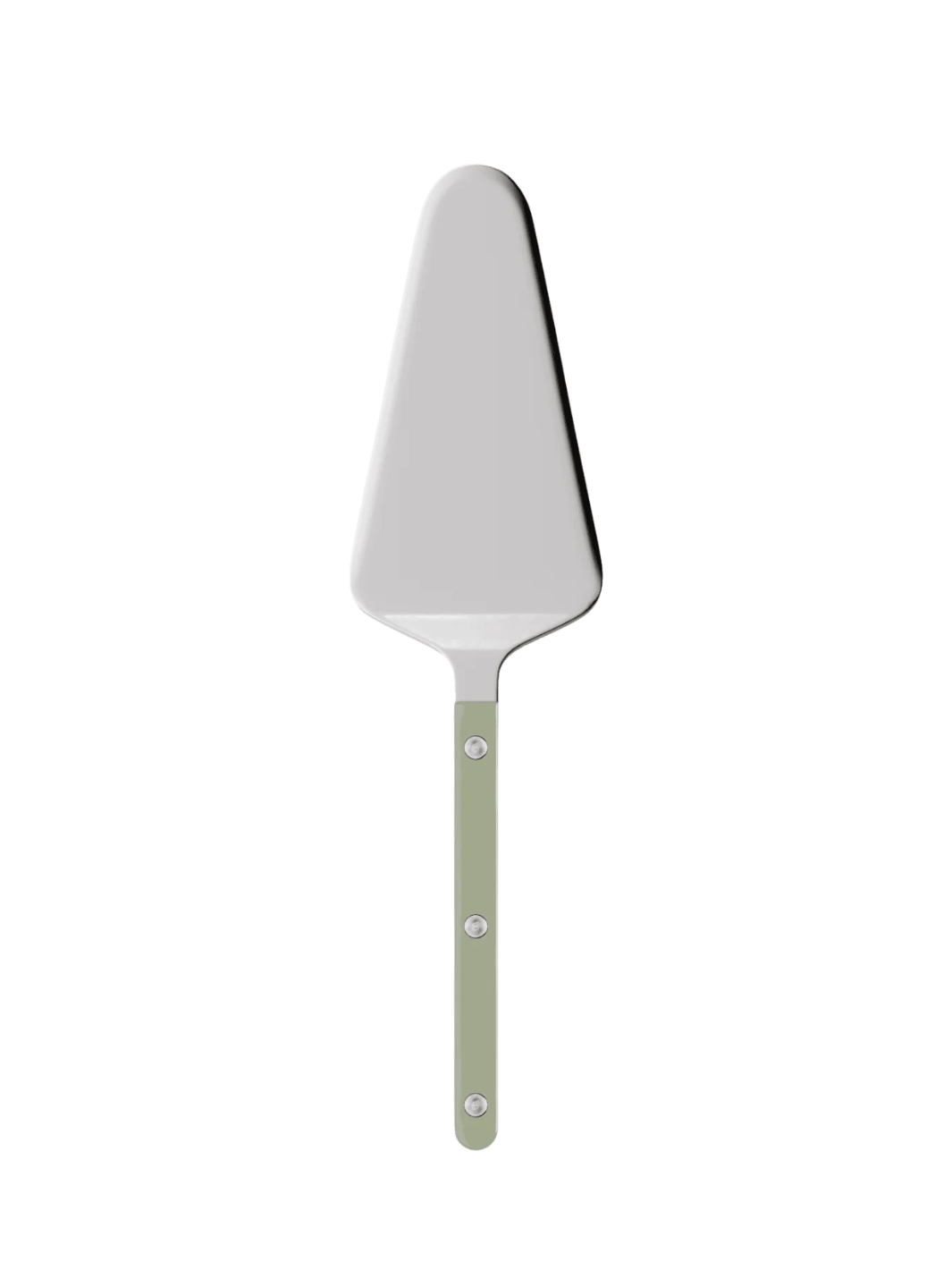 Sabre Paris Bistrot Solid Shiny Tart Server in Asparagus featuring a polished stainless steel blade and a light green handle | Twentyseven Toronto
