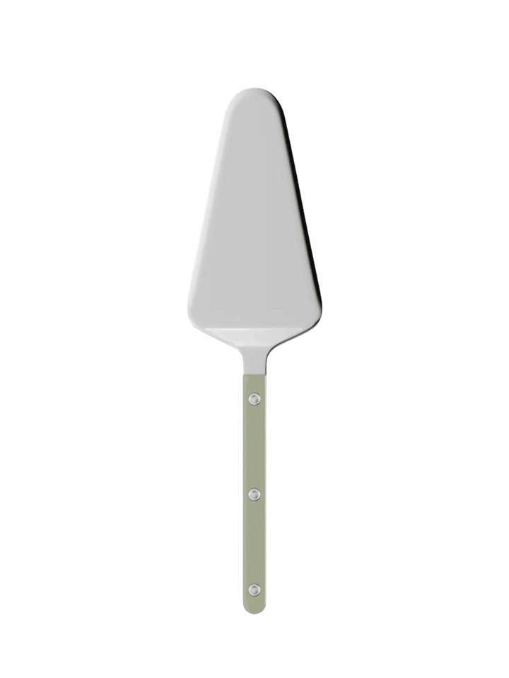 Sabre Paris Bistrot Solid Shiny Tart Server in Asparagus featuring a polished stainless steel blade and a light green handle | Twentyseven Toronto