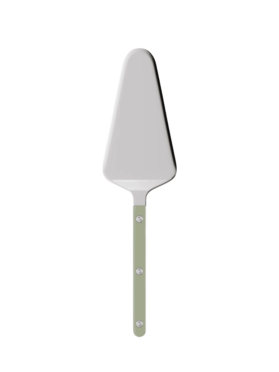 Sabre Paris Bistrot Solid Shiny Tart Server in Asparagus featuring a polished stainless steel blade and a light green handle | Twentyseven Toronto