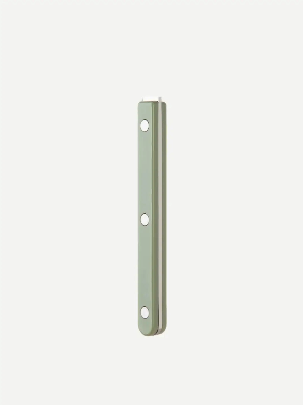 Side-view of the Sabre Paris Bistrot Solid Shiny Tart Server in Asparagus handle highlighting the vibrant light green acrylic finish and the signature triple-rivet detail | Twentyseven Toronto
