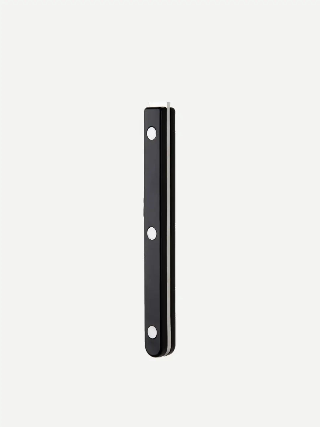 Side-view of the Sabre Paris Bistrot Solid Shiny Tart Server in Black handle highlighting the black acrylic finish and the signature triple-rivet detail | Twentyseven Toronto