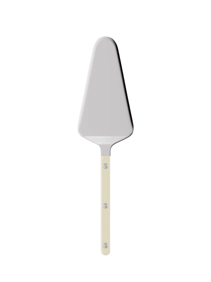 Sabre Paris Bistrot Solid Shiny Tart Server in Ivory featuring a polished stainless steel blade and a white handle | Twentyseven Toronto