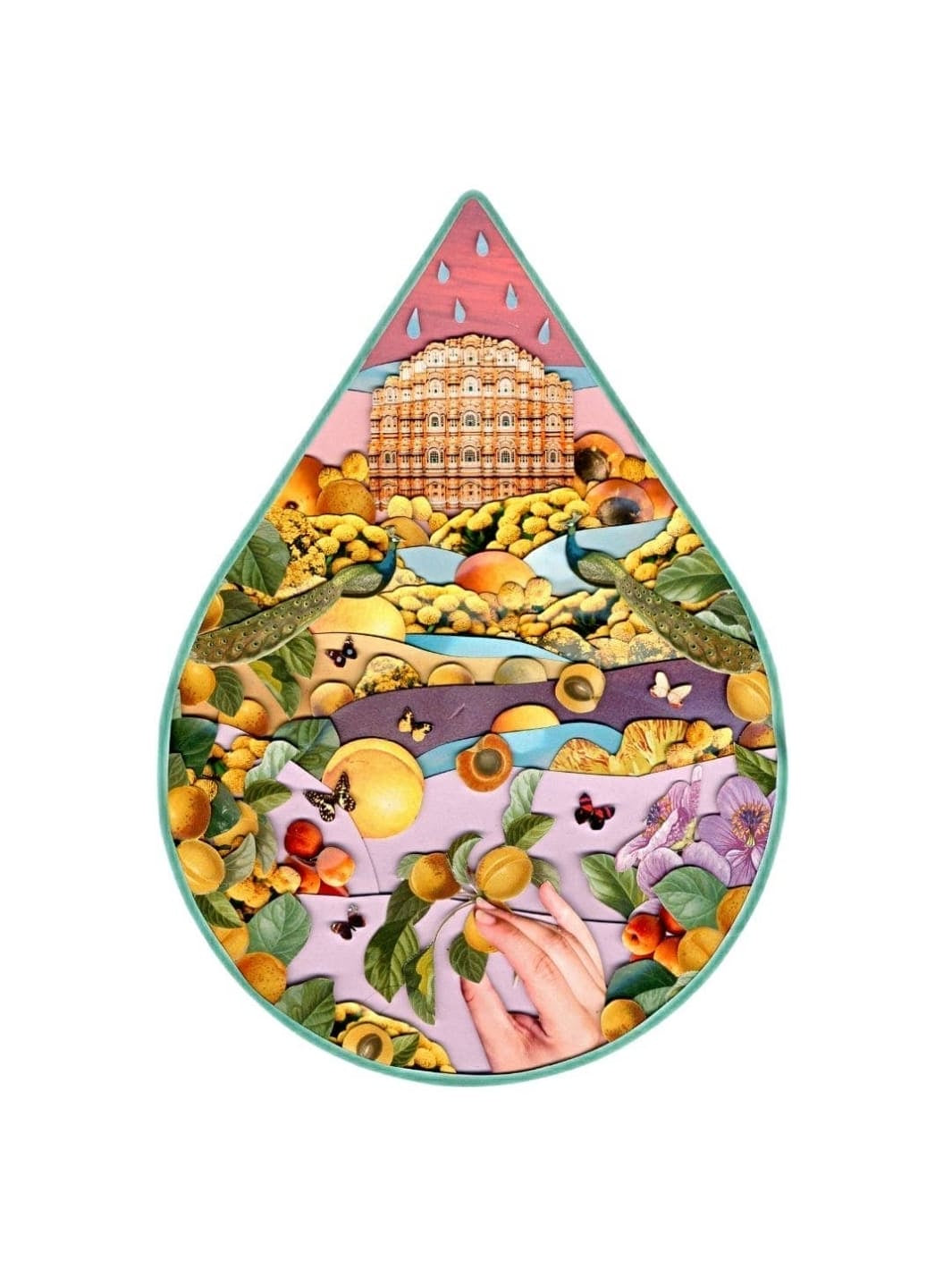 Teardrop-shaped artwork from WOO World of Oils with colorful nature-themed design on a white background | Twentyseven Toronto