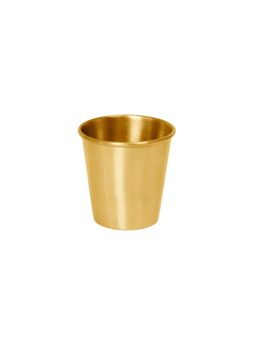 Fog Linen Work Brass Cup with a brushed metallic finish shown against a transparent background | Twentyseven Toronto