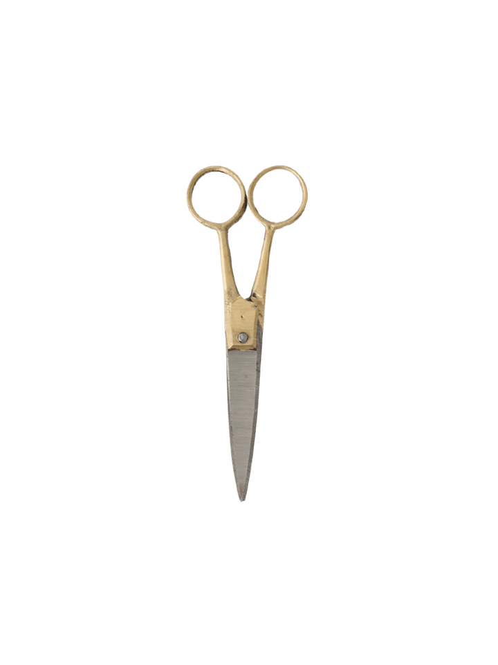 Teardrop-shaped Brass Handle Scissors Small from Fog Linen Work highlighting steel blades | Twentyseven Toronto