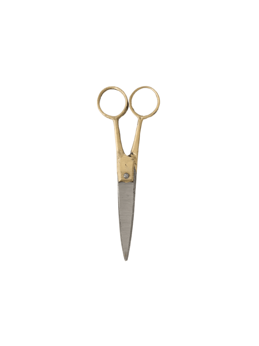 Teardrop-shaped Brass Handle Scissors Small from Fog Linen Work highlighting steel blades | Twentyseven Toronto
