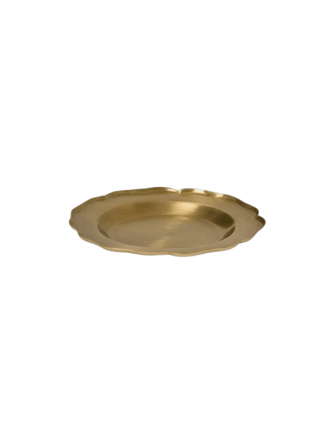 Brass decorative tray Fog Linen Work Brass Ruffle Edge Tray in Small, highlighting a delicate wavy border against a transparent background | Twentyseven Toronto