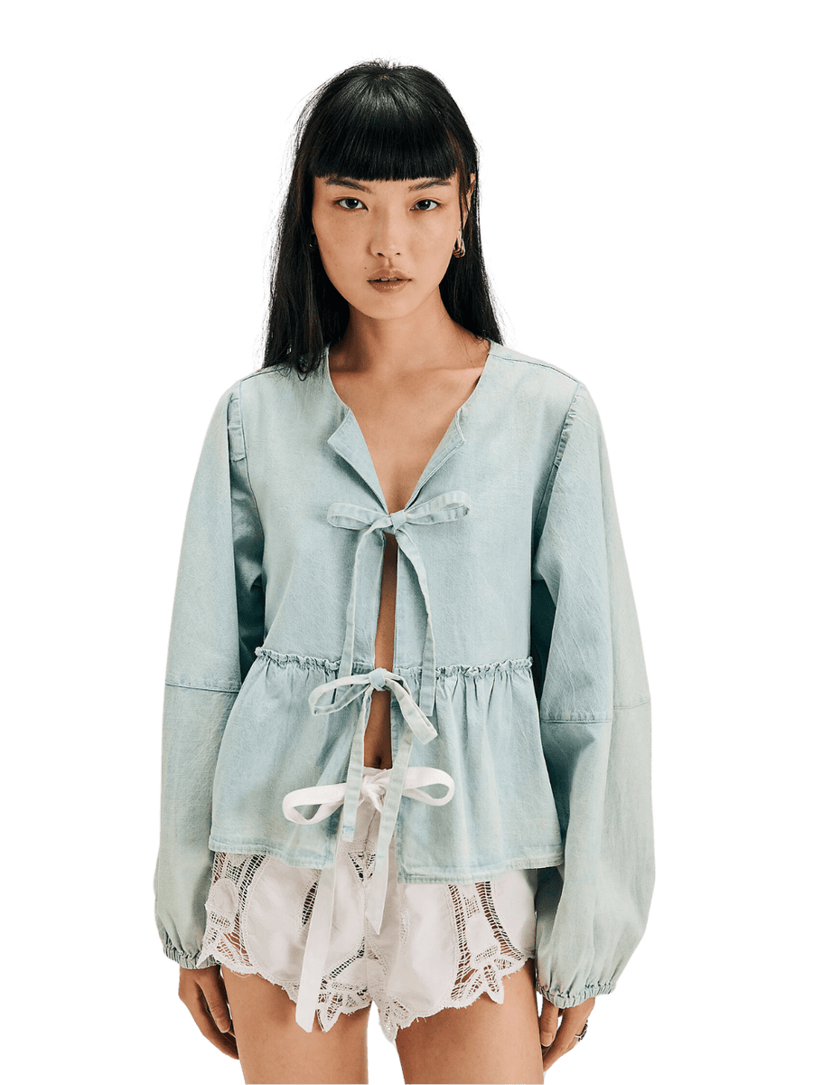 Free People Brunch Babe Denim Blouse | Twentyseven Toronto