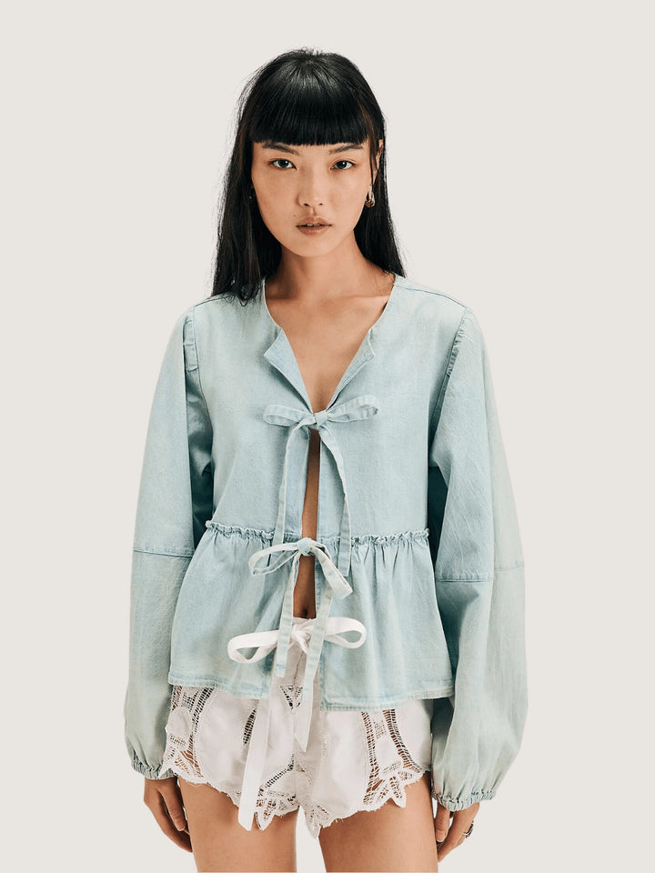Free People Brunch Babe Denim Blouse | Twentyseven Toronto