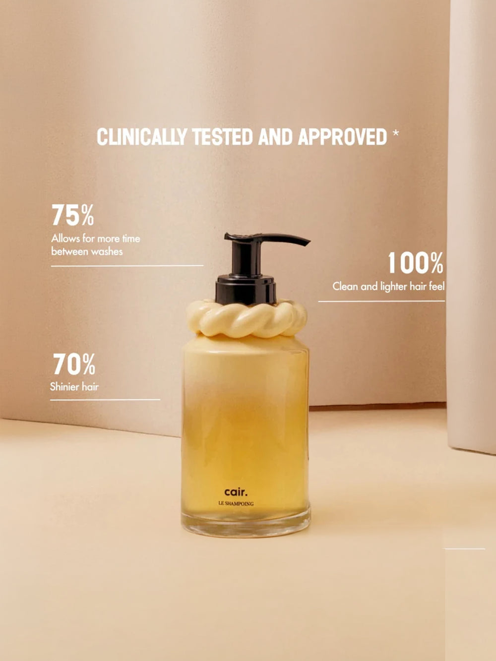 La Bonne Brosse Cair Shampoo with clinically tested results highlighting cleaner, lighter and shinier-looking hair | Twentyseven Toronto