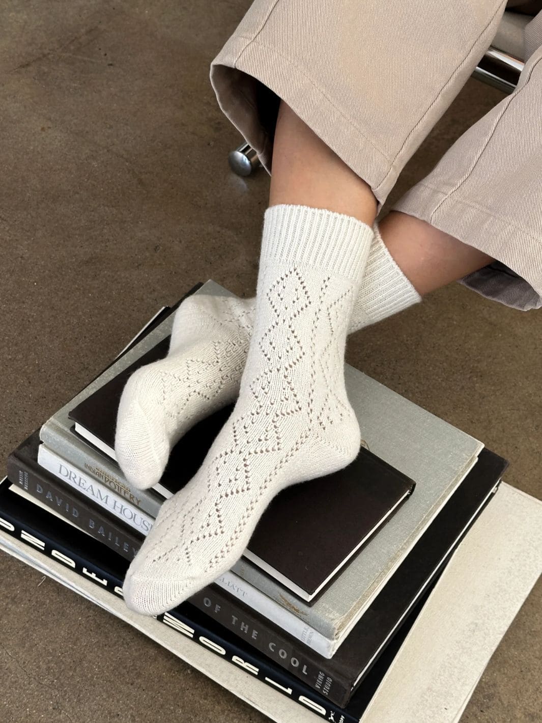 Le Bon Shoppe Cashmere Pointelle Socks - Cream | Twentyseven Toronto