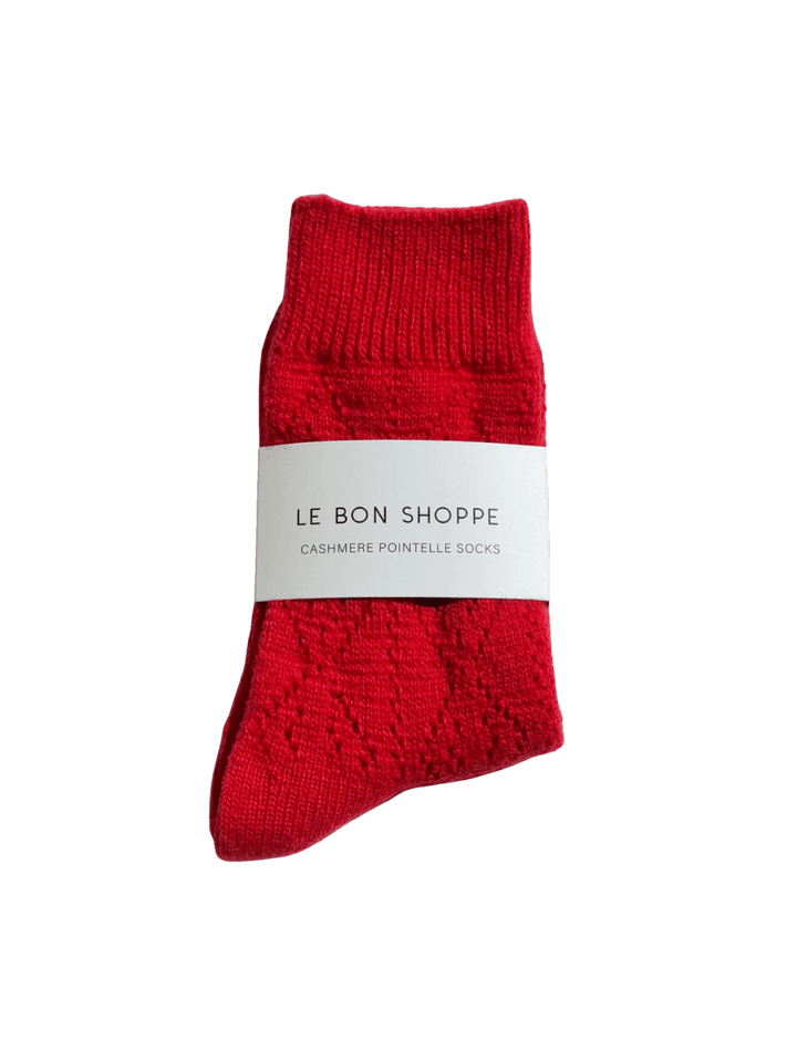 Cashmere Pointelle Socks - Red