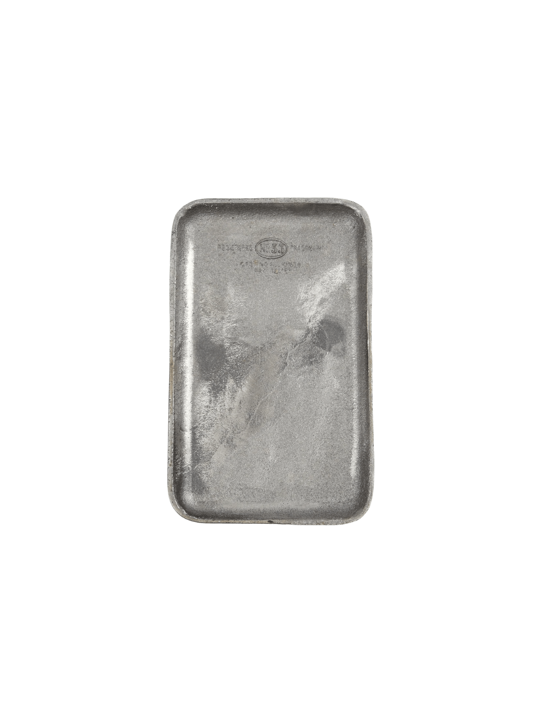 Grey Cast Iron Tray from Puebco centered with rounded corners, and subtle vintage stamp on a transparent background | Twentyseven Toronto