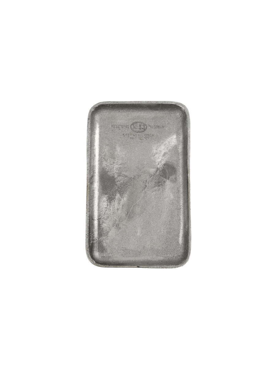 Grey Cast Iron Tray from Puebco centered with rounded corners, and subtle vintage stamp on a transparent background | Twentyseven Toronto