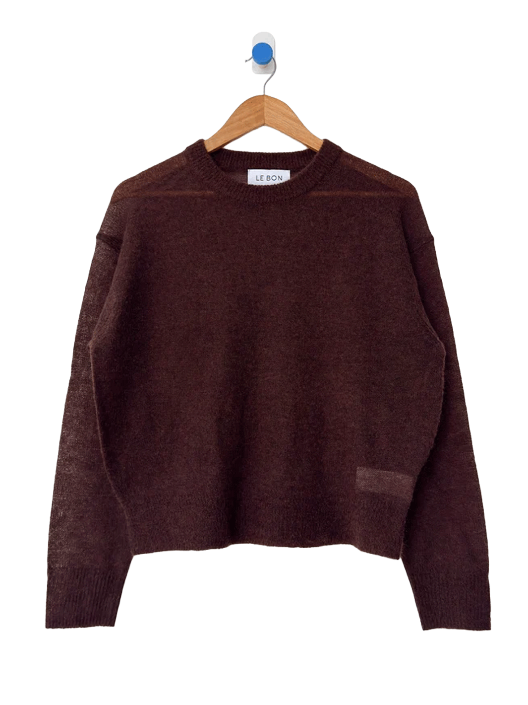 Le Bon Shoppe Cecile Crew Neck Mohair Sweater in Espresso featuring a sheer, lightweight knit, classic crew neckline, and relaxed fit | Twentyseven Toronto