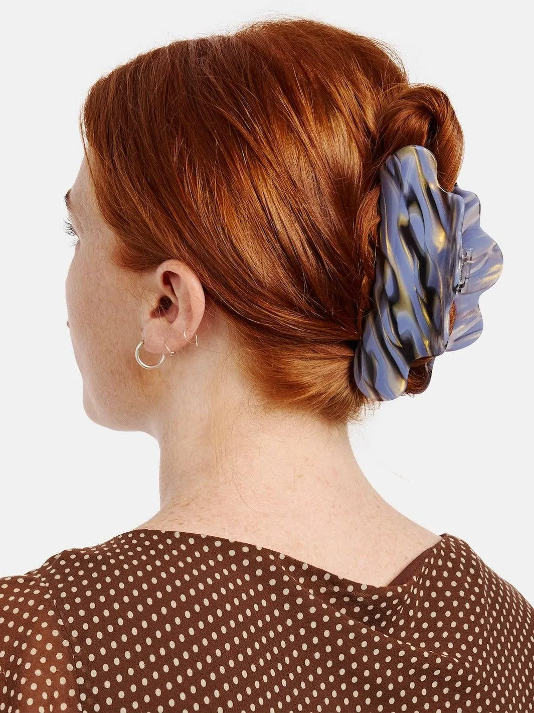 Chunks Nimbus Claw in Phantom securing red hair in a full twist updo | Twentyseven Toronto