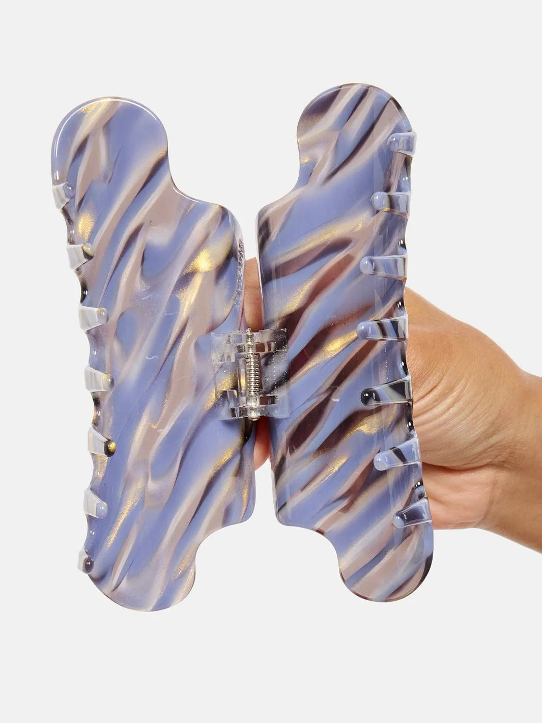 Chunks Nimbus Claw in Phantom held open to show its wide shape, curved teeth, and spring hinge | Twentyseven Toronto