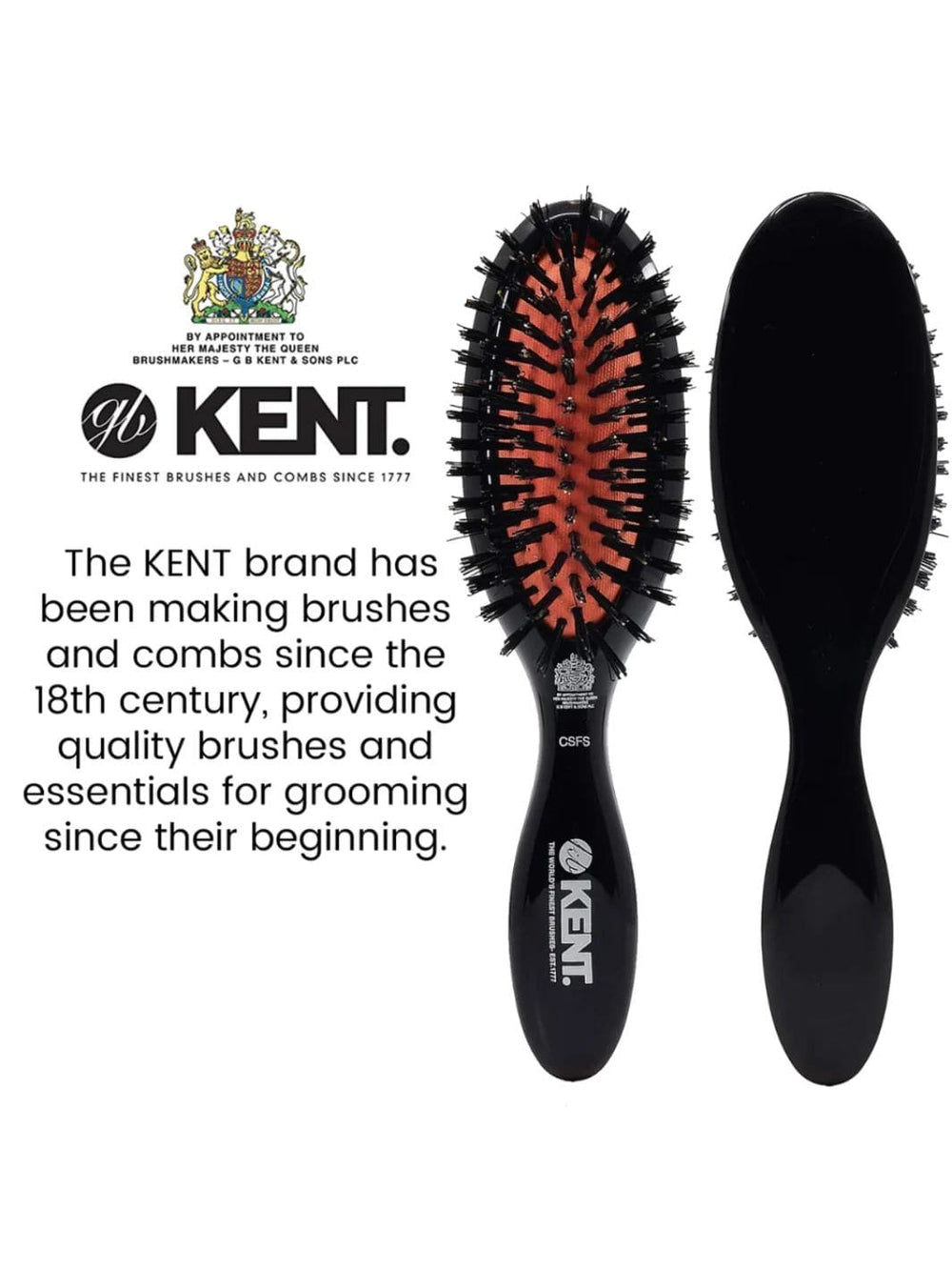 Kent Classic Shine Small Pure Black Bristle Hairbrush | Twentyseven Toronto