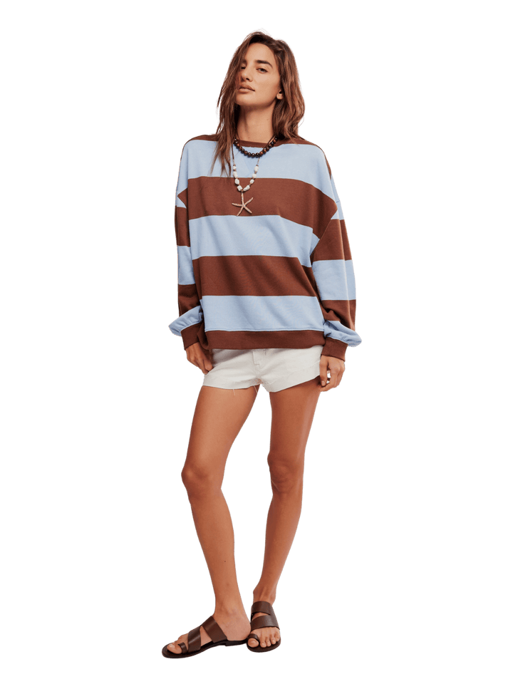 Free People Classic Stripe Crew Wide in Periwinkle Combo | Twentyseven Toronto