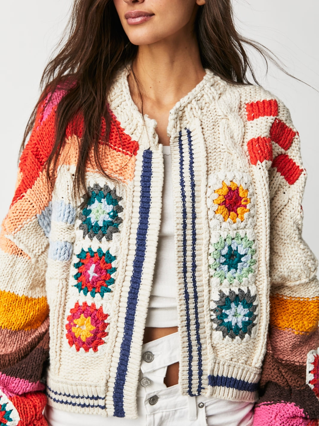 Free People Clear Skies Cardi in Cream Combo | Twentyseven Toronto