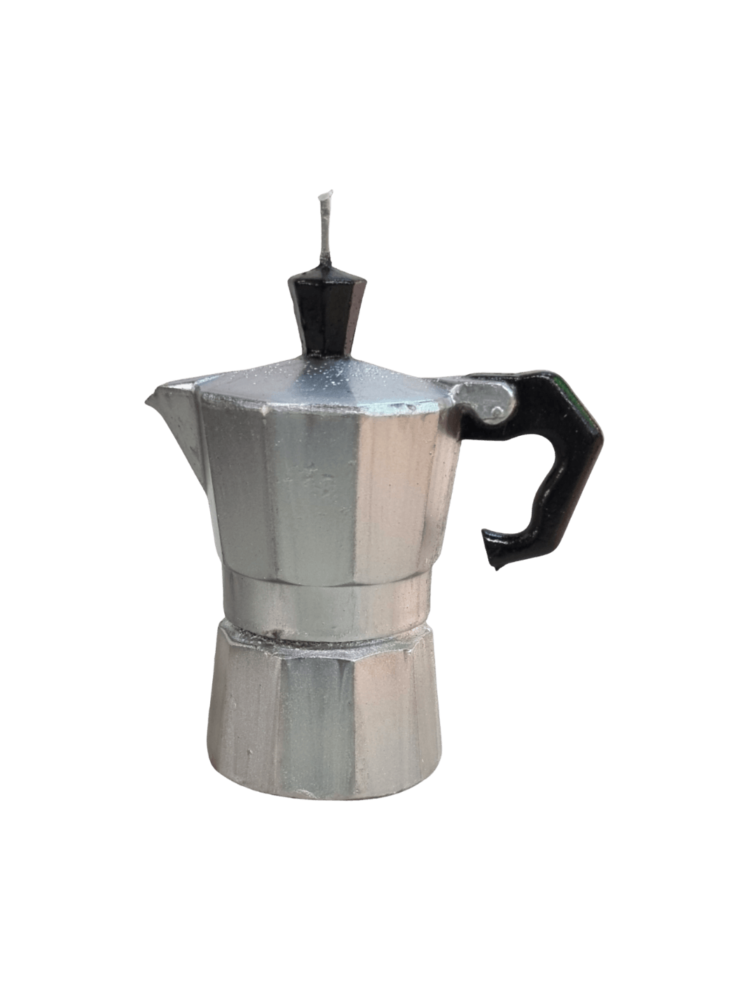 Moka coffee pot shaped candle from Cereria Introna on a transparent background | Twentyseven Toronto