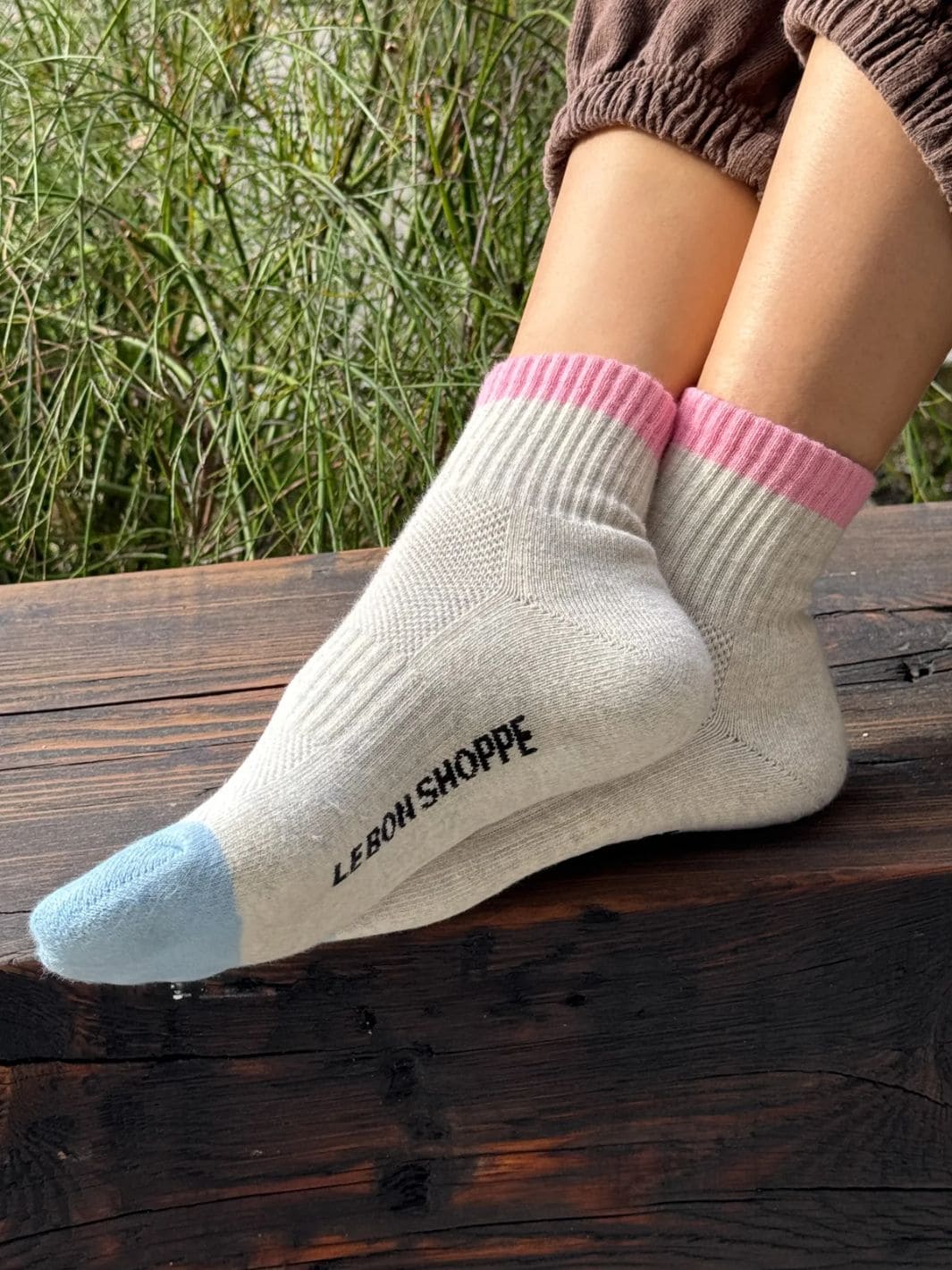 Le Bon Shoppe Color Block Girlfriend Socks in Grey Pink | Twentyseven Toronto