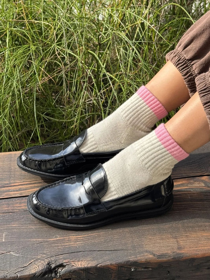 Le Bon Shoppe Color Block Girlfriend Socks in Grey Pink | Twentyseven Toronto