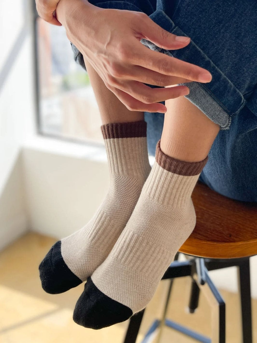 Le Bon Shoppe Color Block Girlfriend Socks in Black Coffee | Twentyseven Toronto