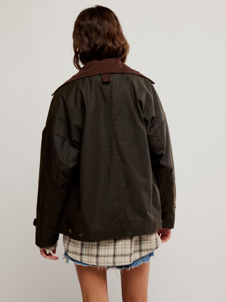 Free People We the Free Cori Waxed Jacket in Olive | Twentyseven Toronto