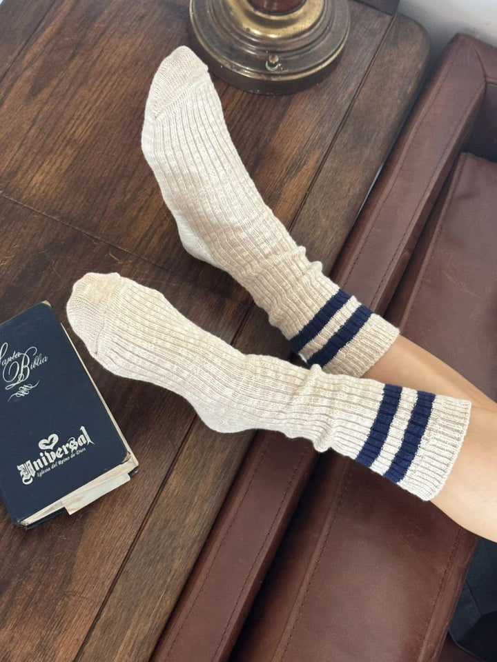Le Bon Shoppe Cottage Varsity Socks - Oatmeal Varsity | Twentyseven Toronto