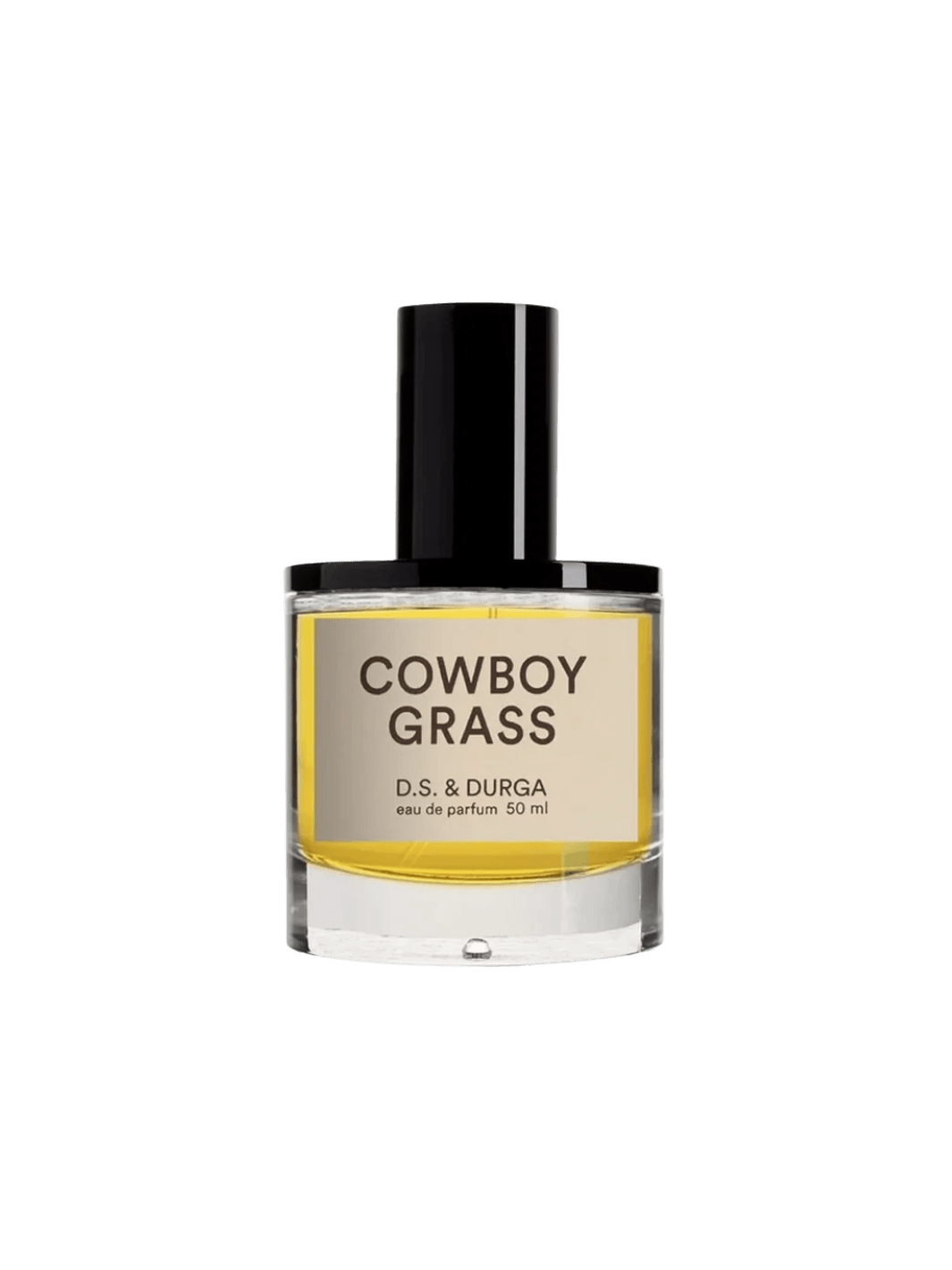 50ml perfume bottle labeled 'Cowboy Grass' by D.S. & Durga on a transparent background | Twentyseven Toronto