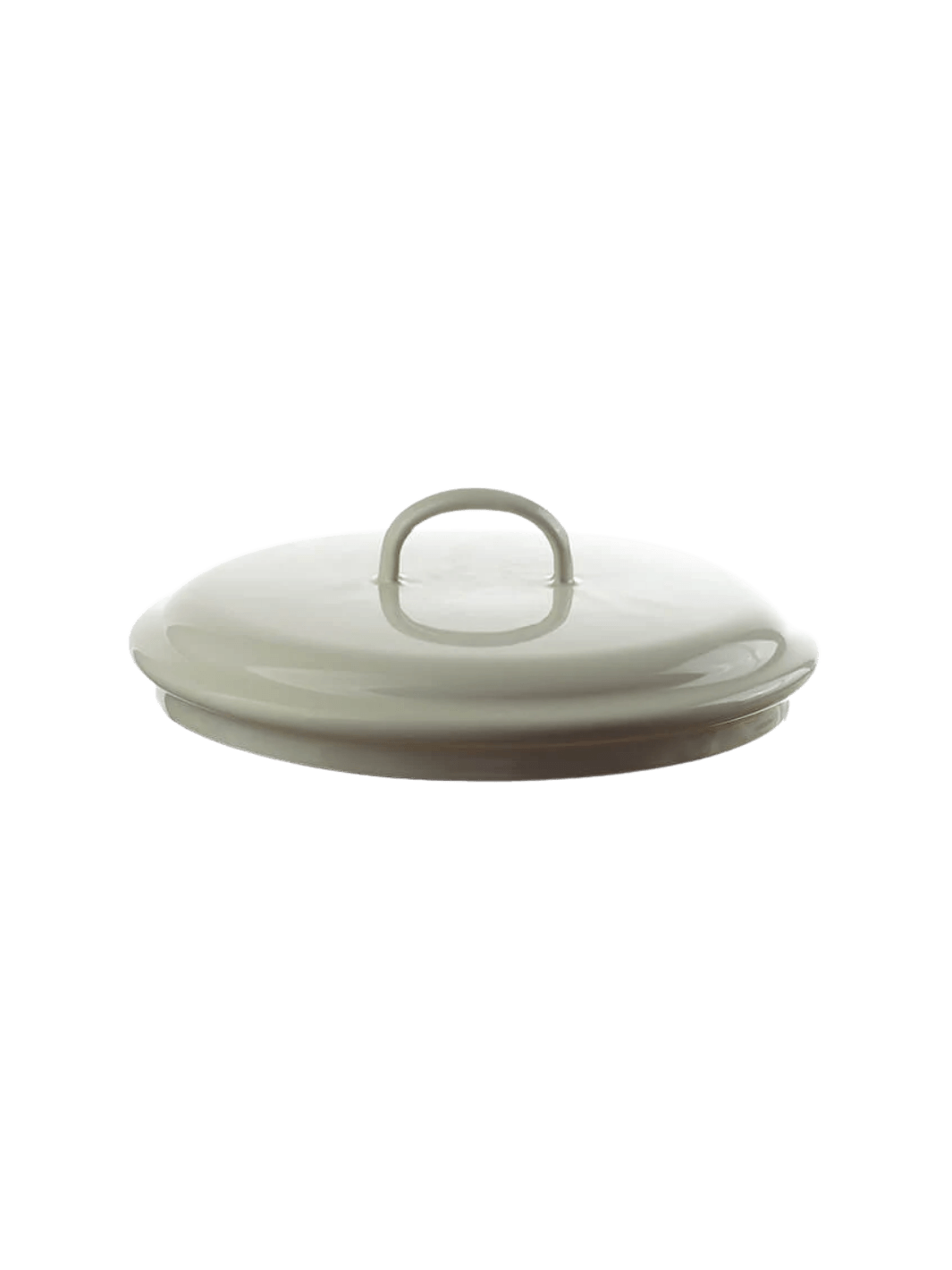 Round, cream enamel lid with a curved loop handle on top, featuring the Munder Email Cream Lid, 20 cm | Twentyseven Toronto