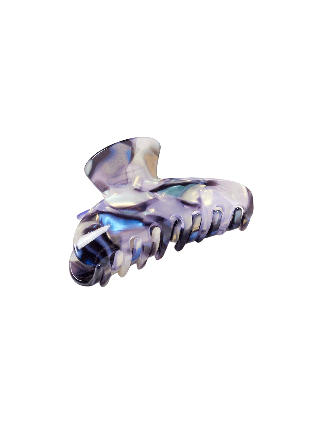 Chunks Baby Dolly Claw in Milk Jelly featuring a marbled, iridescent purple and blue acetate finish | Twentyseven Toronto