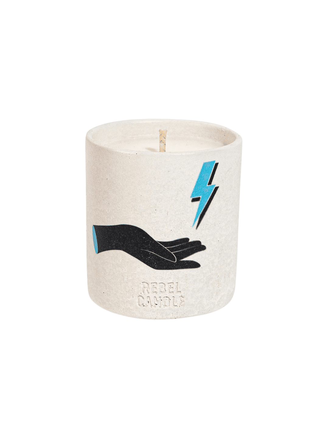 Maison Matine Dark and Stormy Scented Candle with a hand and lightning bolt design 160g | Twentyseven Toronto