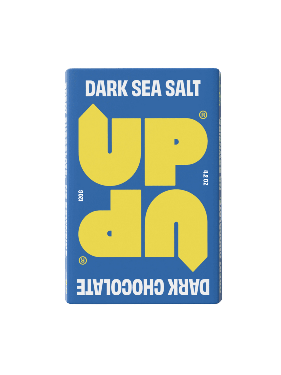 UP UP Chocolate Dark Sea Salt Dark Chocolate in blue packaging | Twentyseven Toronto