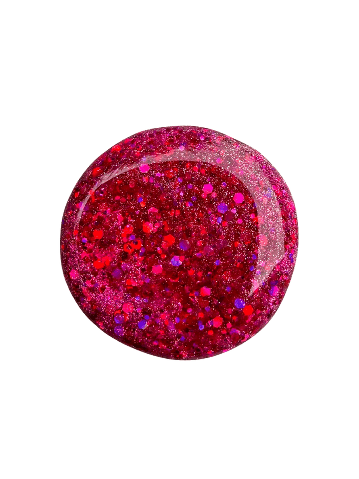 Death Valley Nails Mother Ducks in a Panic Over Bubble Yum nail polish swatch featuring pink holographic glitter and multichrome shimmer | Twentyseven Toronto