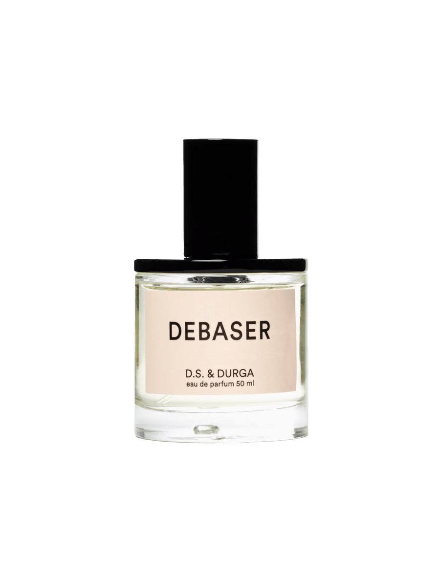 50ml perfume bottle labeled 'Debaser' by D.S. & Durga on a transparent background | Twentyseven Toronto