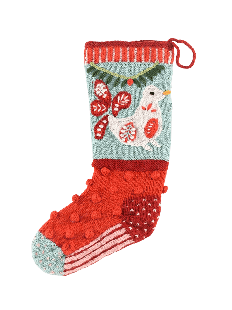 Lost Horizons Canada Dove Christmas Stocking – Embroidered Peace Bird | Twentyseven Toronto