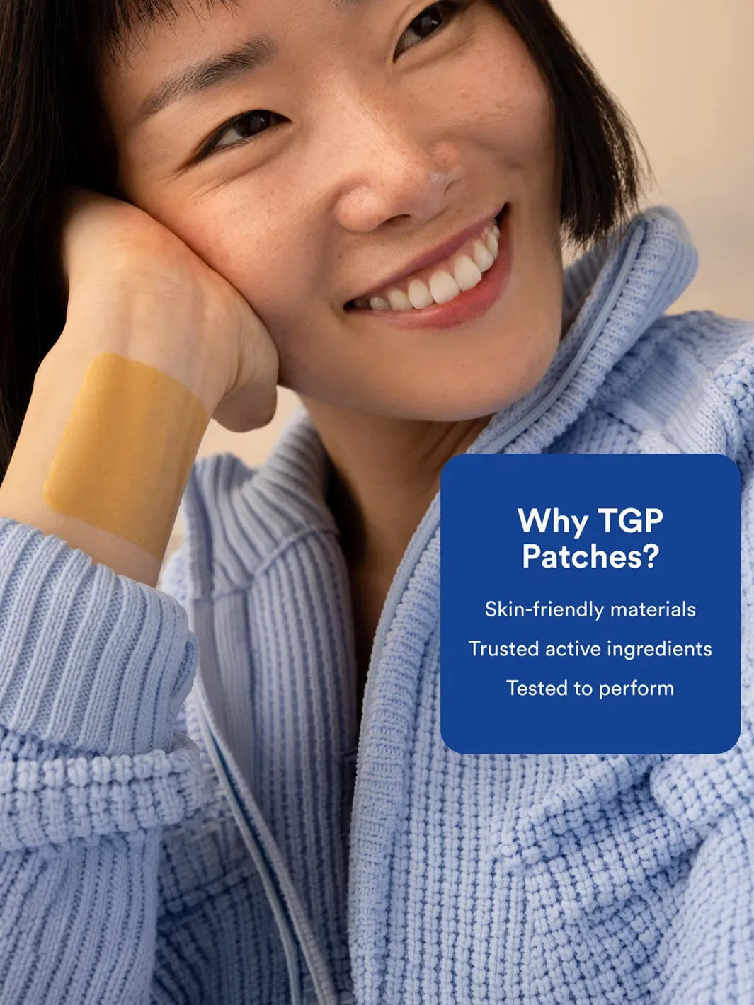 Person wearing The Good Patch wellness patch on their wrist with skin-friendly materials and trusted active ingredients highlighted | Twentyseven Toronto