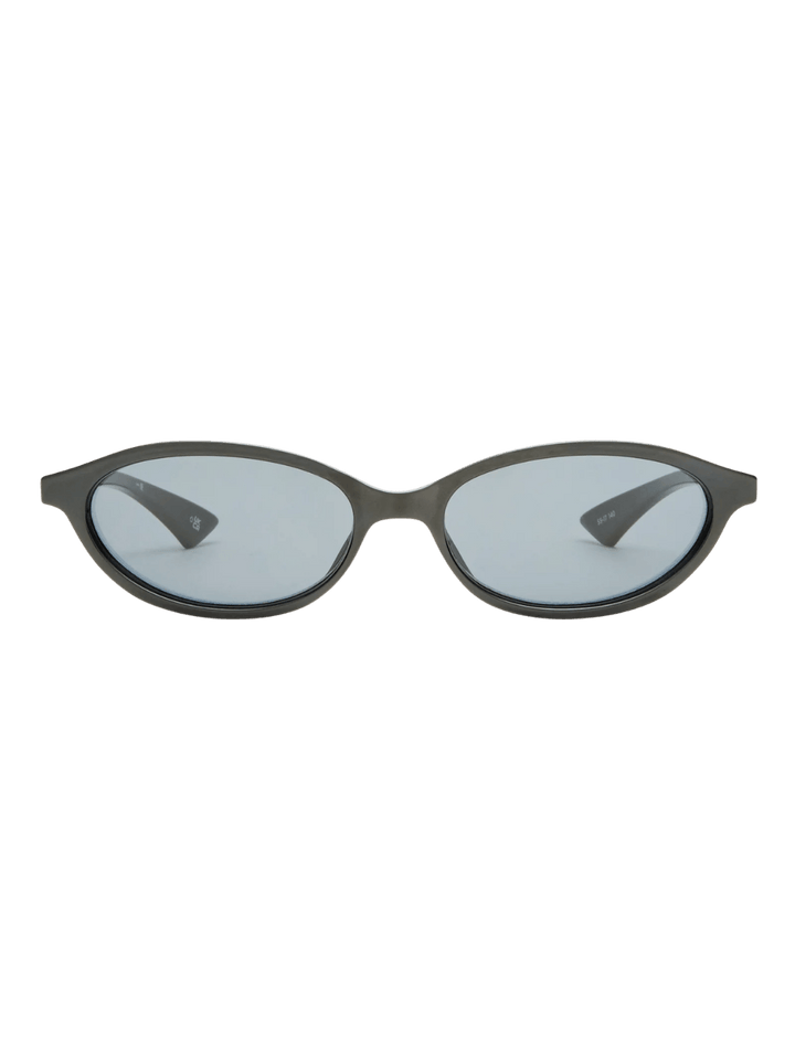Product shot of the Le Specs Duskfall - Black Smoke Mono sunglasses against a transparent background | Twentyseven Toronto