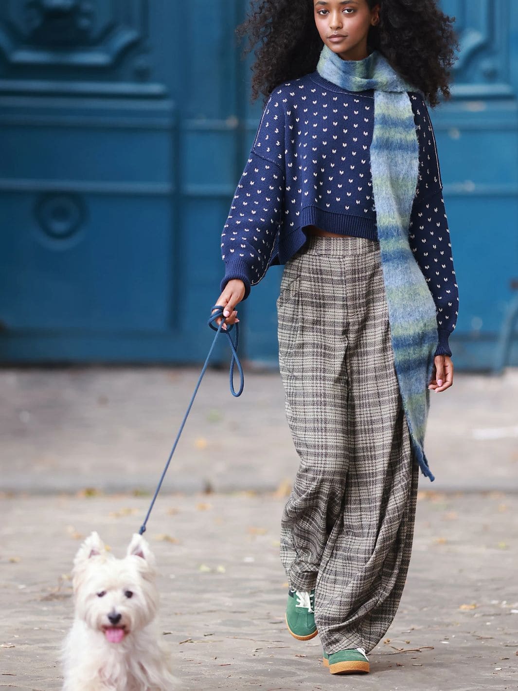 Free People Easy Street Patterned Crop - Navy Blue Combo | Twentyseven Toronto