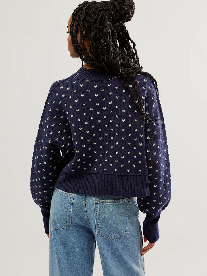 Free People Easy Street Patterned Crop - Navy Blue Combo | Twentyseven Toronto