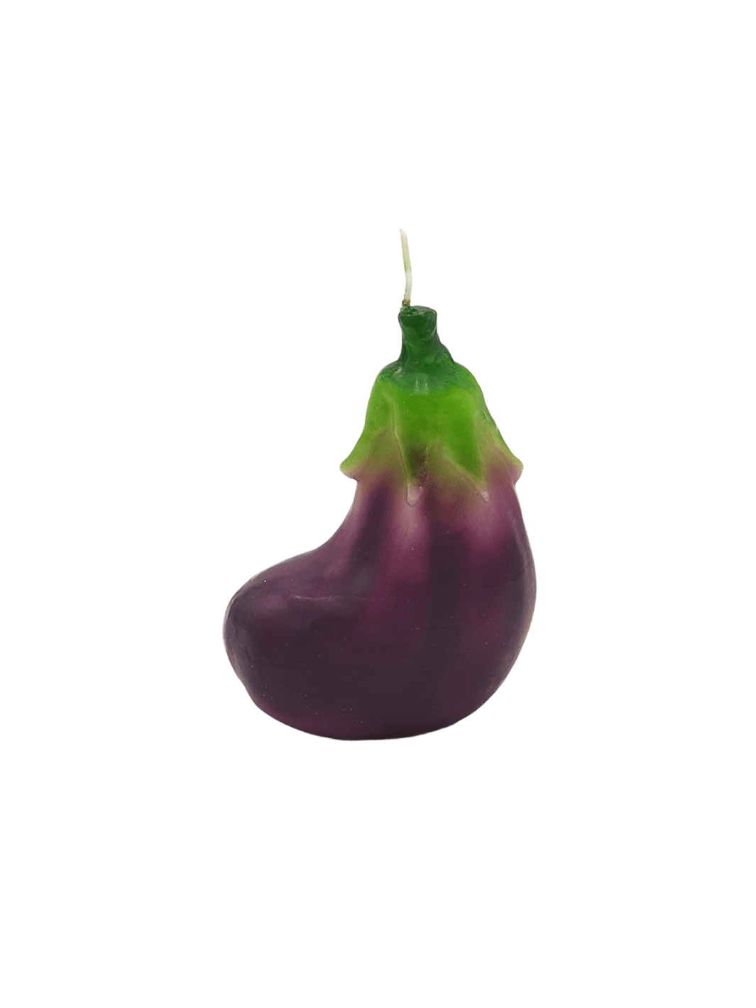 Eggplant shaped candle from Cereria Introna on a transparent background | Twentyseven Toronto