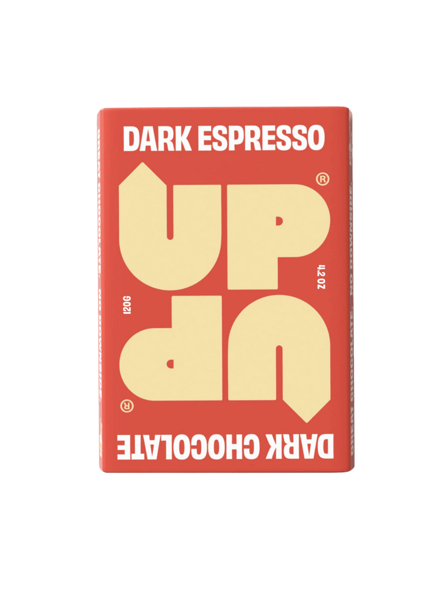 UP UP Chocolate Dark Espresso Chocolate in orange and yellow packaging | Twentyseven Toronto