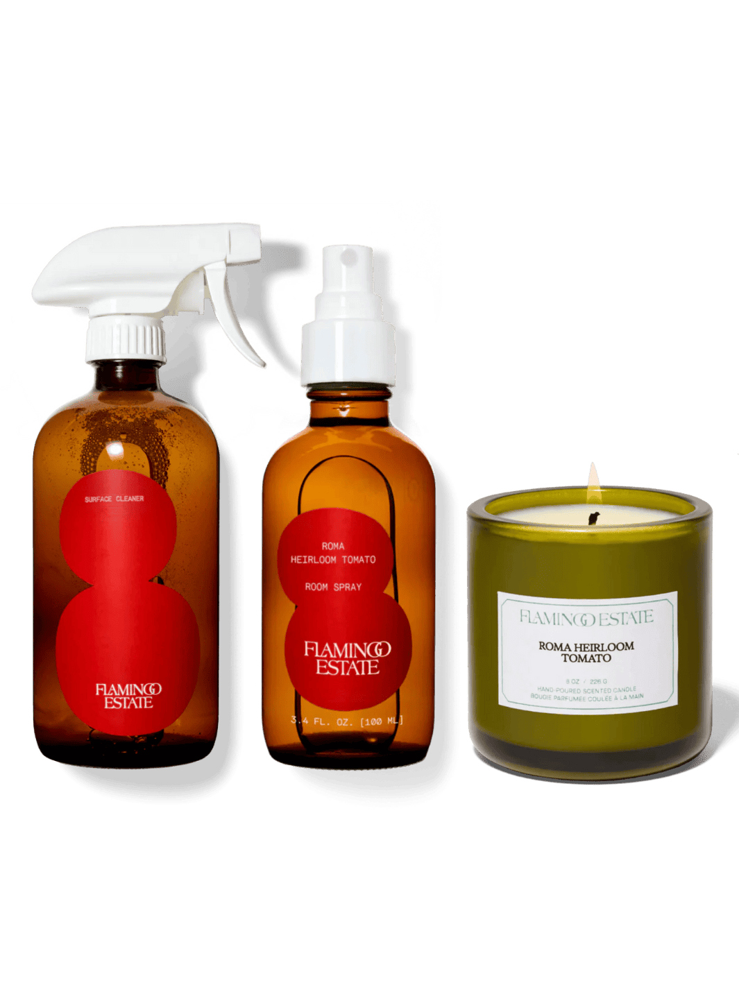 Flamingo Estate Trio Hostess Bundle - Roma Heirloom Tomato Candle, Roma Heirloom Tomato Surface Cleaner, Roma Heirloom Tomato Room Spray | Twentyseven Toronto