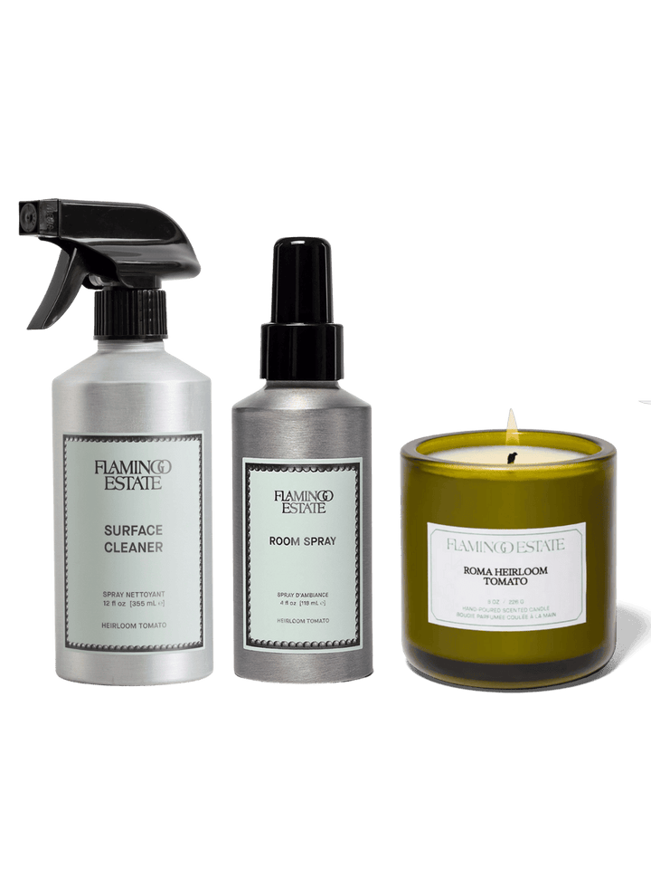 Flamingo Estate Trio Hostess Bundle - Roma Heirloom Tomato Candle, Roma Heirloom Tomato Surface Cleaner, Roma Heirloom Tomato Room Spray | Twentyseven Toronto