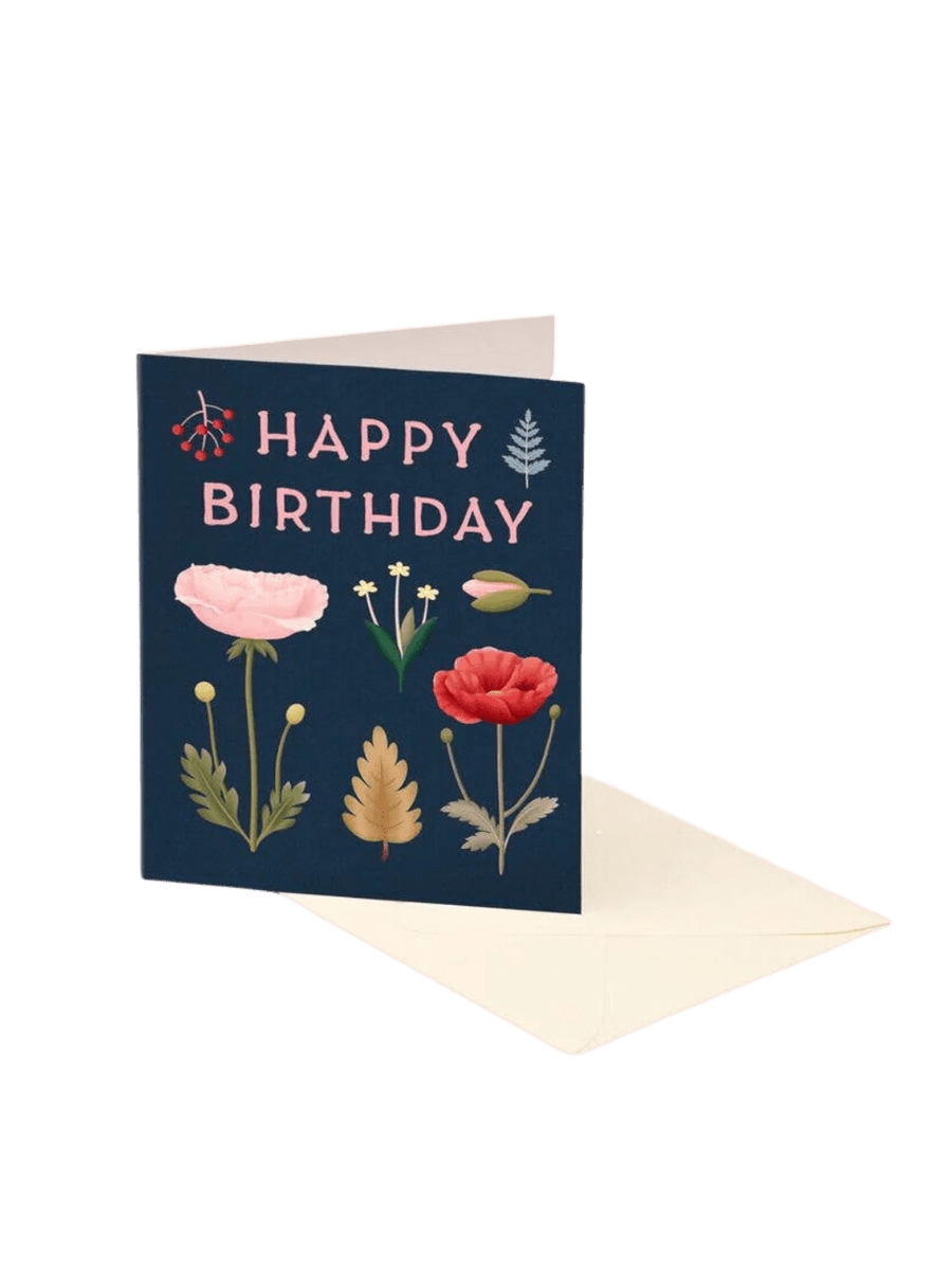 Clap Clap Design Foraged Poppy Birthday Card – Navy | Twentyseven Toronto