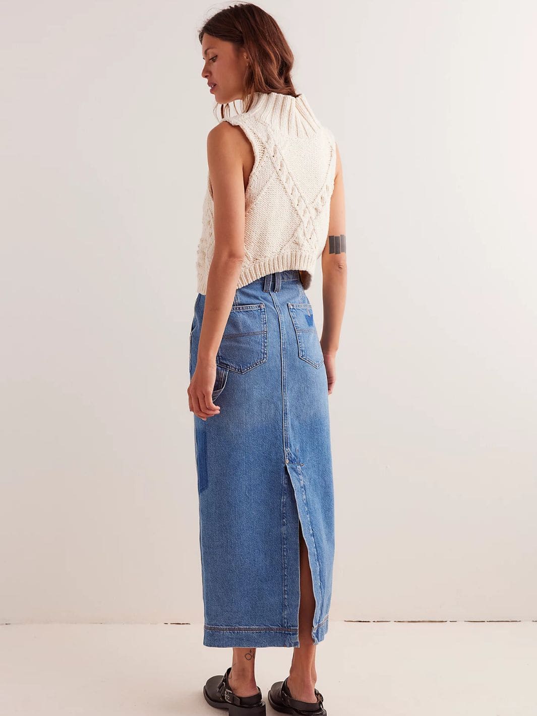 Free People We The Free Francisco Denim Maxi Skirt in Head Over Heels | Twentyseven Toronto