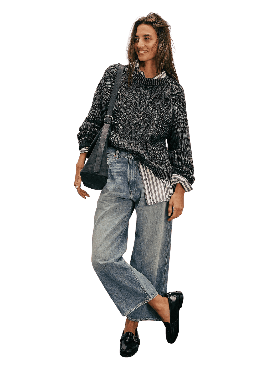 Free People Frankie Cable Sweater in Black | Twentyseven Toronto